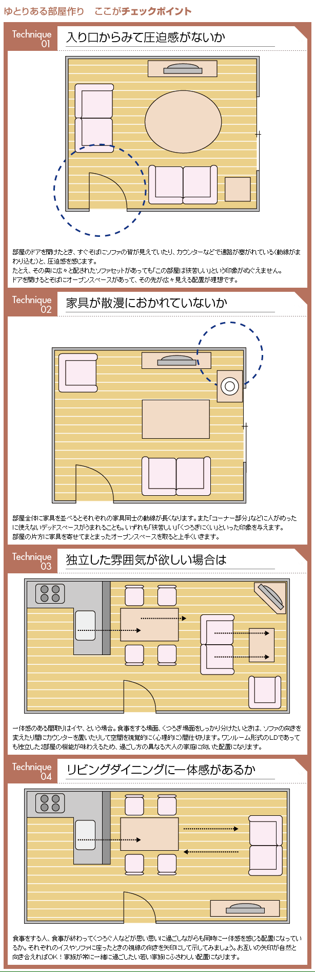 ゆとりを感じさせる配置テクニック