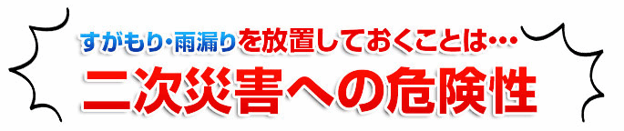 すがもり・雨漏りを放置しておくことは…二次災害への危険性