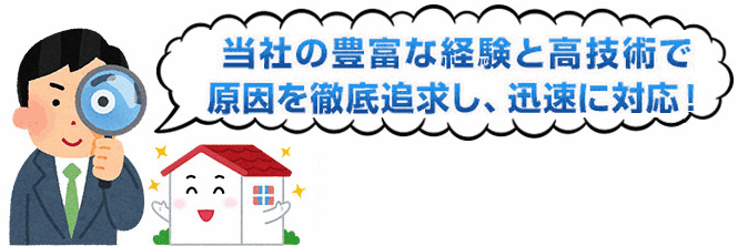 当社の豊富な経験と高技術で原因を徹底追求し、迅速に対応!